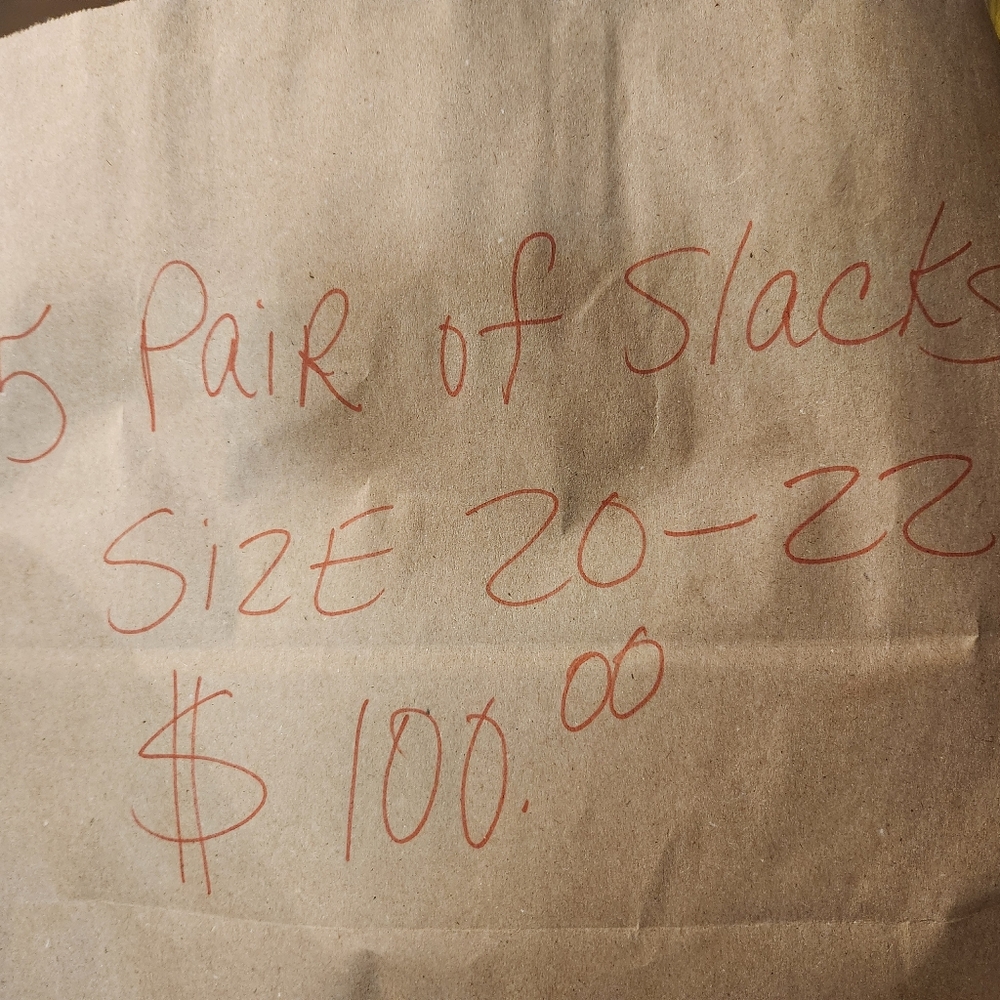 Details are on the bags. Most clothes still have tags.